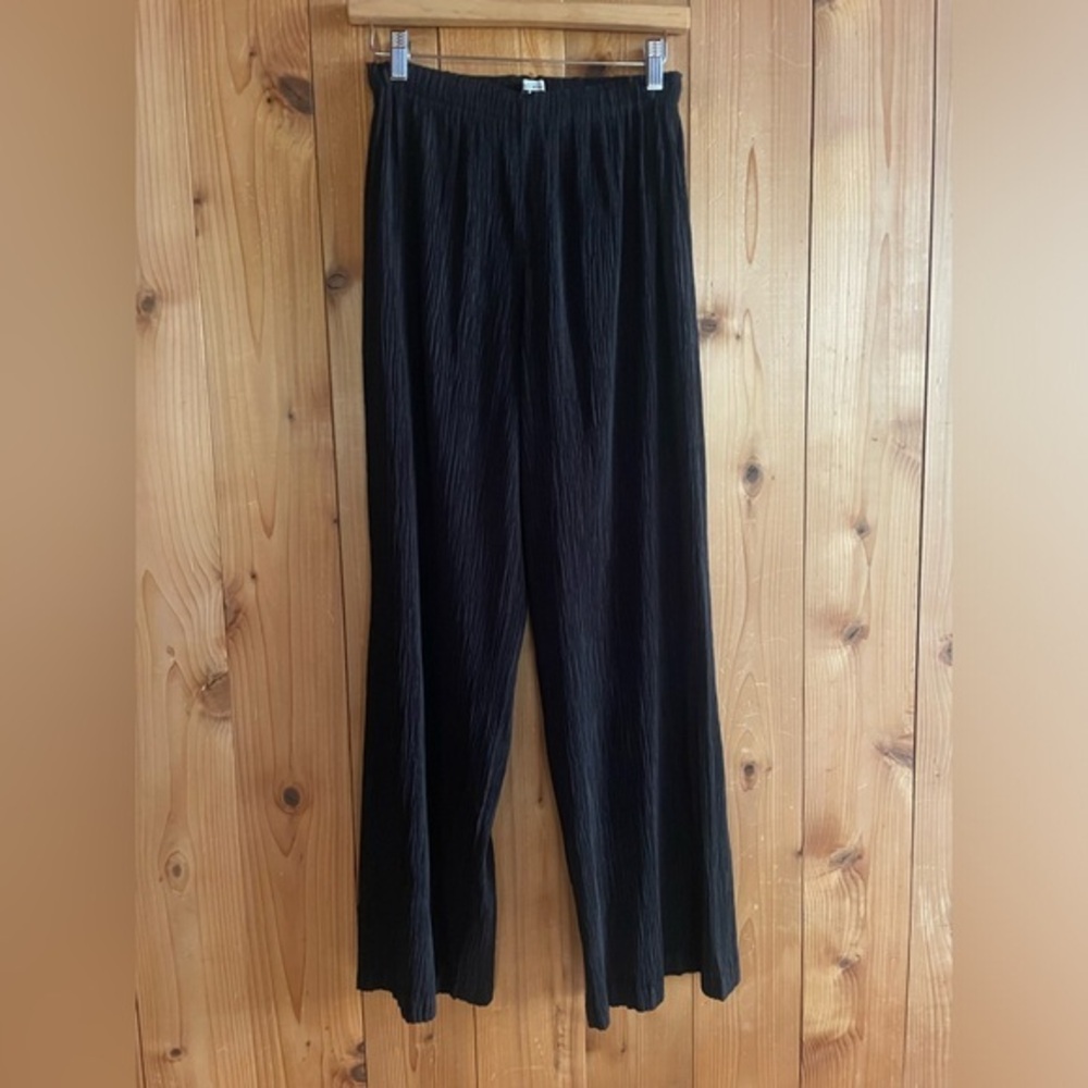 Issey Miyake Fete Black Wide Leg Pleated Pants Vintage